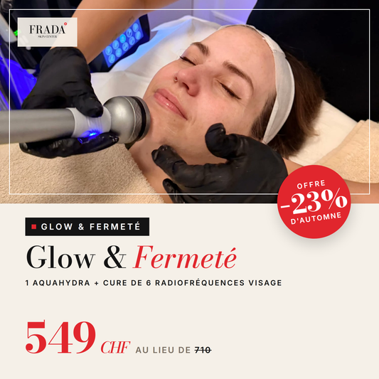 Programme Glow & Fermeté : 1 Aquahydra et cure de 6 radiofréquences visage, 549 CHF